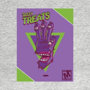 THREE FINGER MONSTER TASTY TREATS DESIGN T-shirt STICKERS CASES MUGS WALL ART NOTEBOOKS PILLOWS TOTES TAPESTRIES PINS MAGNETS MASKS T-Shirt